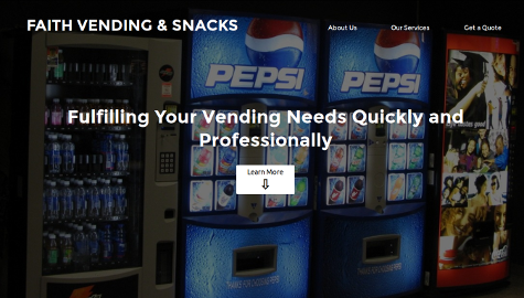 screenshot of Faith Vending landing page